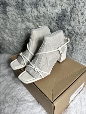 Marc Fisher White Strappy Block Heel Sandals